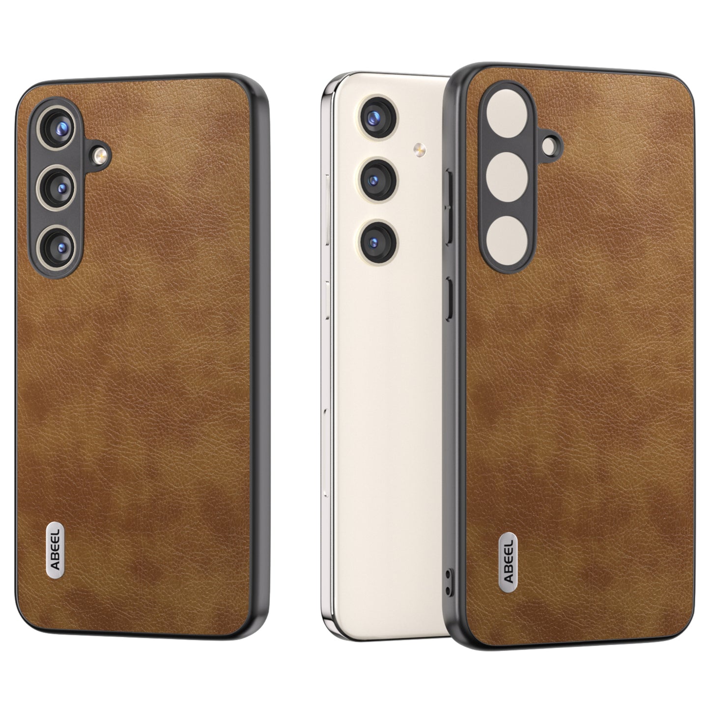 ABEEL For Samsung Galaxy S24 Retro Litchi Texture Cover PU Leather Camera Protection Phone Case - Brown