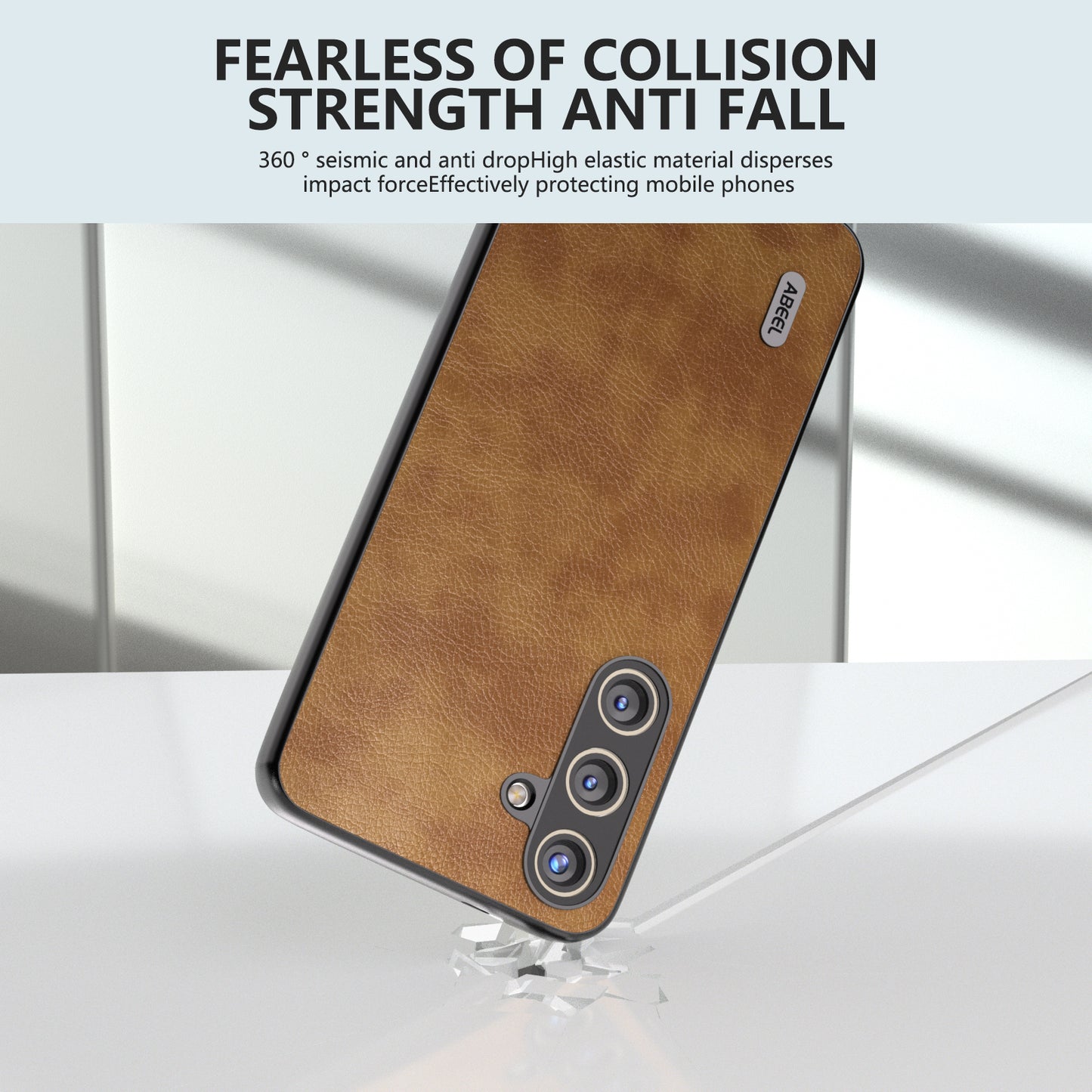 ABEEL For Samsung Galaxy S24 Retro Litchi Texture Cover PU Leather Camera Protection Phone Case - Brown