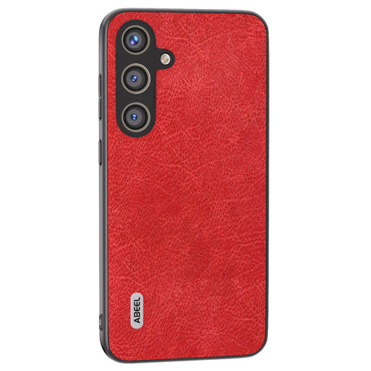 ABEEL For Samsung Galaxy S24 Retro Litchi Texture Cover PU Leather Camera Protection Phone Case - Red