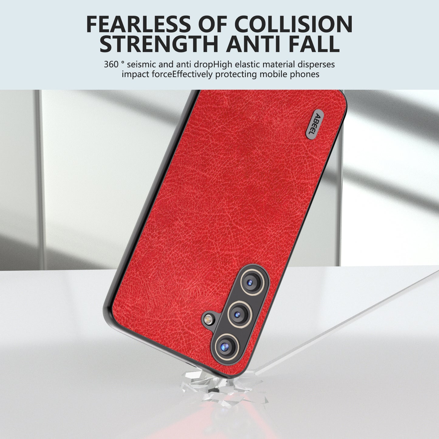 ABEEL For Samsung Galaxy S24 Retro Litchi Texture Cover PU Leather Camera Protection Phone Case - Red