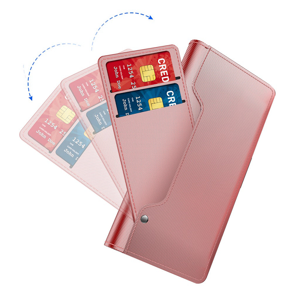 For Samsung Galaxy S24 Ultra Case PU Leather Stand Mobile Phone Cover with Mirror - Rose Gold