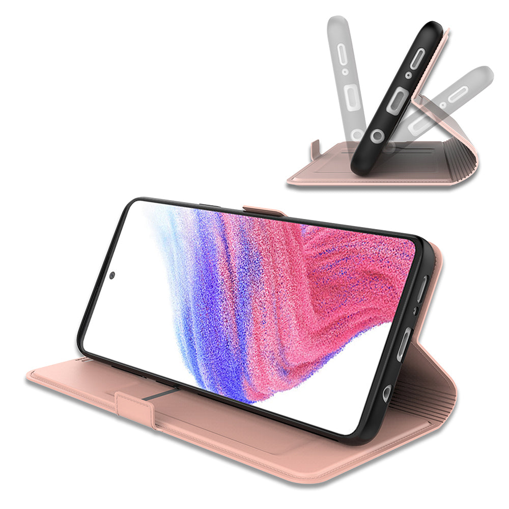 PU Leather Cover for Samsung Galaxy S24 Case Card Slot Magnetic Phone Shell - Rose Gold