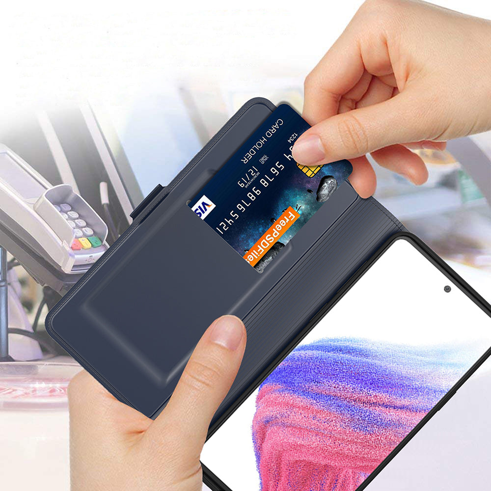PU Leather Phone Case for Samsung Galaxy S24 Ultra Card Slot Phone Cover Stand Shell - Blue