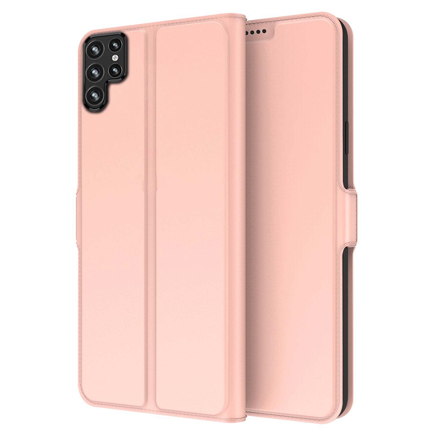 PU Leather Phone Case for Samsung Galaxy S24 Ultra Card Slot Phone Cover Stand Shell - Rose Gold
