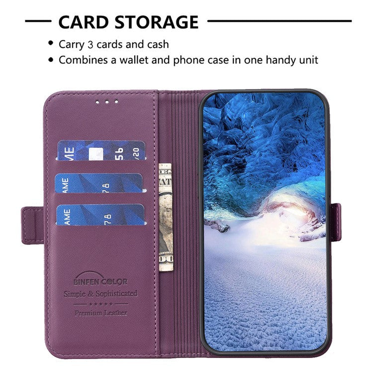 BINFEN COLOR BF31 For Samsung Galaxy S23 Ultra Case Wallet PU Leather Stand Cover - Dark Purple