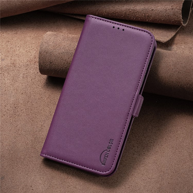 BINFEN COLOR BF31 For Samsung Galaxy S23 Ultra Case Wallet PU Leather Stand Cover - Dark Purple