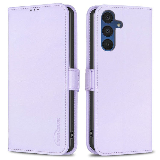 BINFEN COLOR BF31 For Samsung Galaxy A15 5G Leather Case Magnetic Clasp Wallet Phone Cover - Purple
