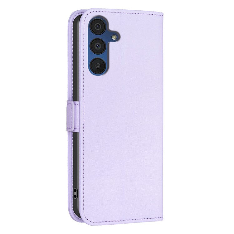 BINFEN COLOR BF31 For Samsung Galaxy A15 5G Leather Case Magnetic Clasp Wallet Phone Cover - Purple