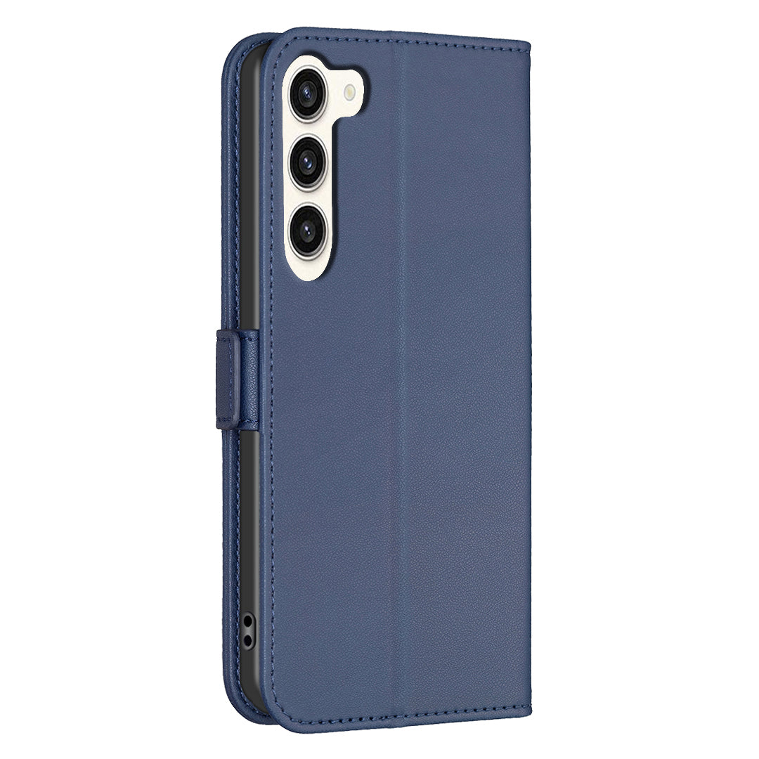 BINFEN COLOR BF31 For Samsung Galaxy S24+ Case PU Leather+TPU Stand Cover with Magnetic Clasp - Blue