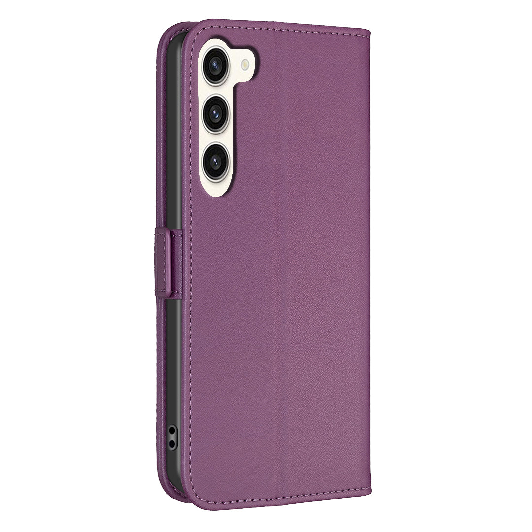 BINFEN COLOR BF31 For Samsung Galaxy S24+ Case PU Leather+TPU Stand Cover with Magnetic Clasp - Dark Purple