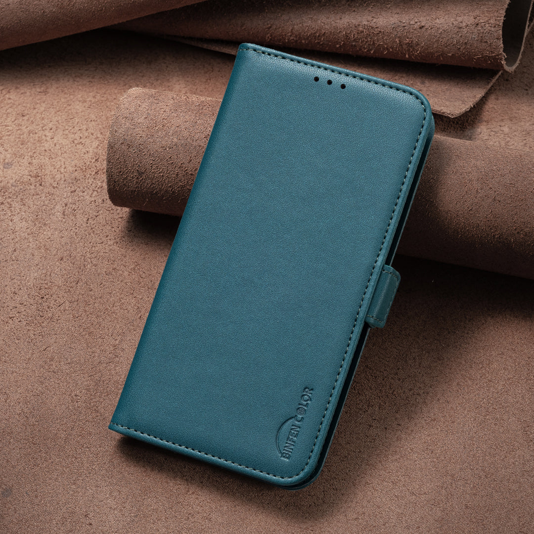 BINFEN COLOR BF31 For Samsung Galaxy S24+ Case PU Leather+TPU Stand Cover with Magnetic Clasp - Green