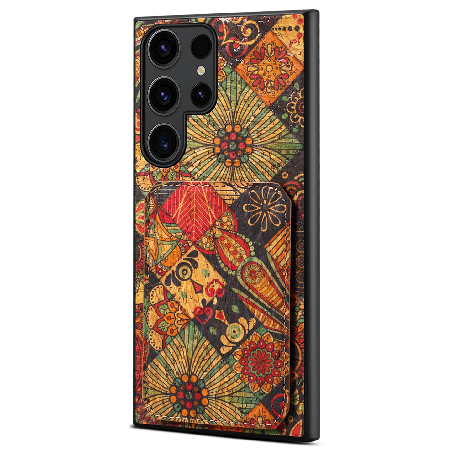 For Samsung Galaxy S24 Ultra Floral Phone Case Card Holder Kickstand Cover - Autumn / Yellow