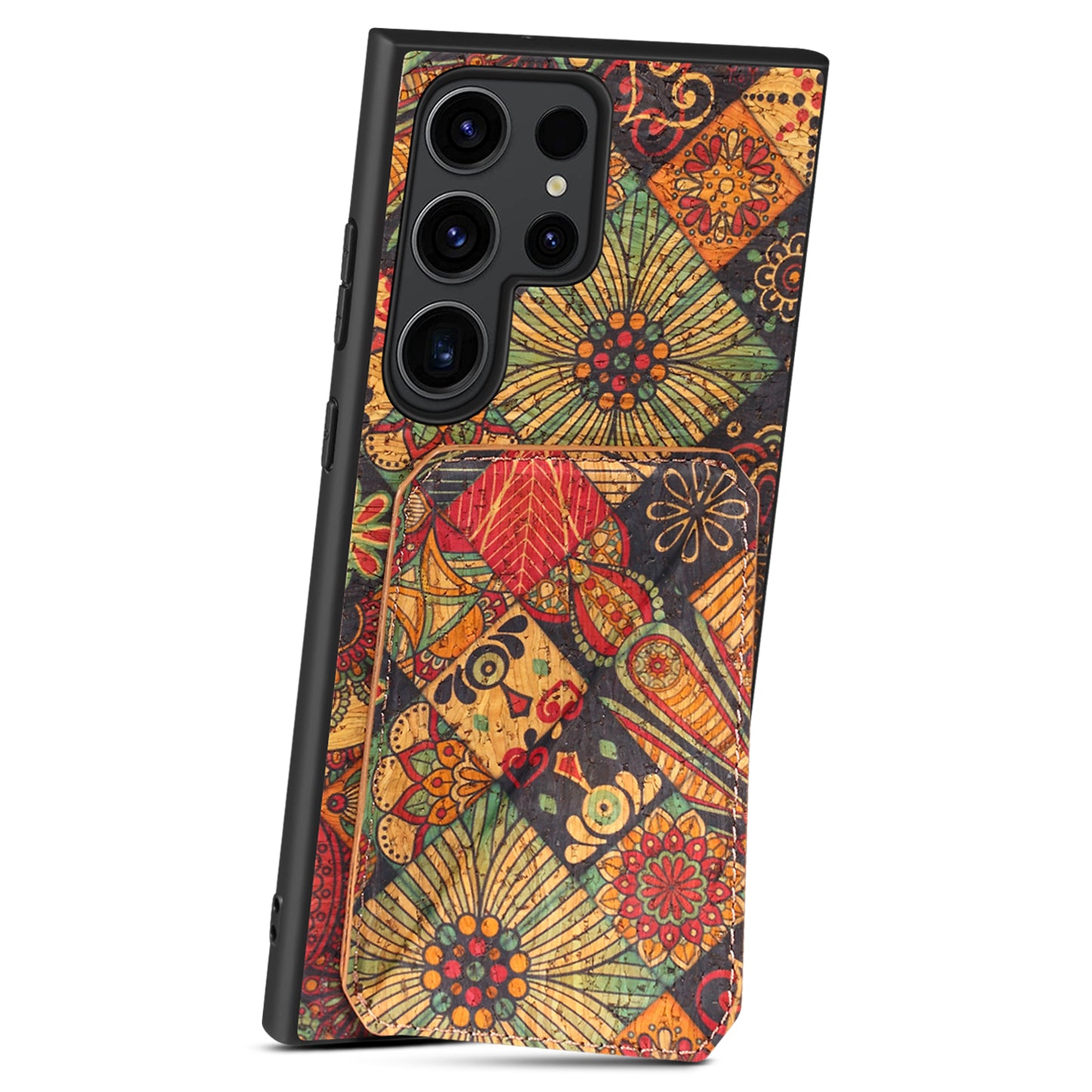 For Samsung Galaxy S24 Ultra Floral Phone Case Card Holder Kickstand Cover - Autumn / Yellow
