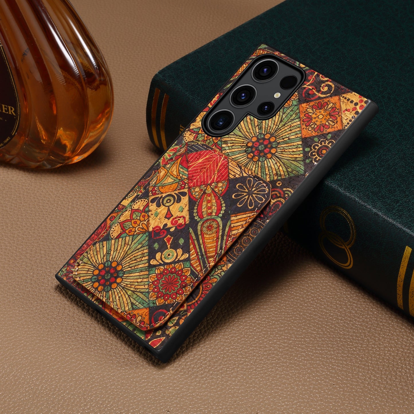 For Samsung Galaxy S24 Ultra Floral Phone Case Card Holder Kickstand Cover - Autumn / Yellow