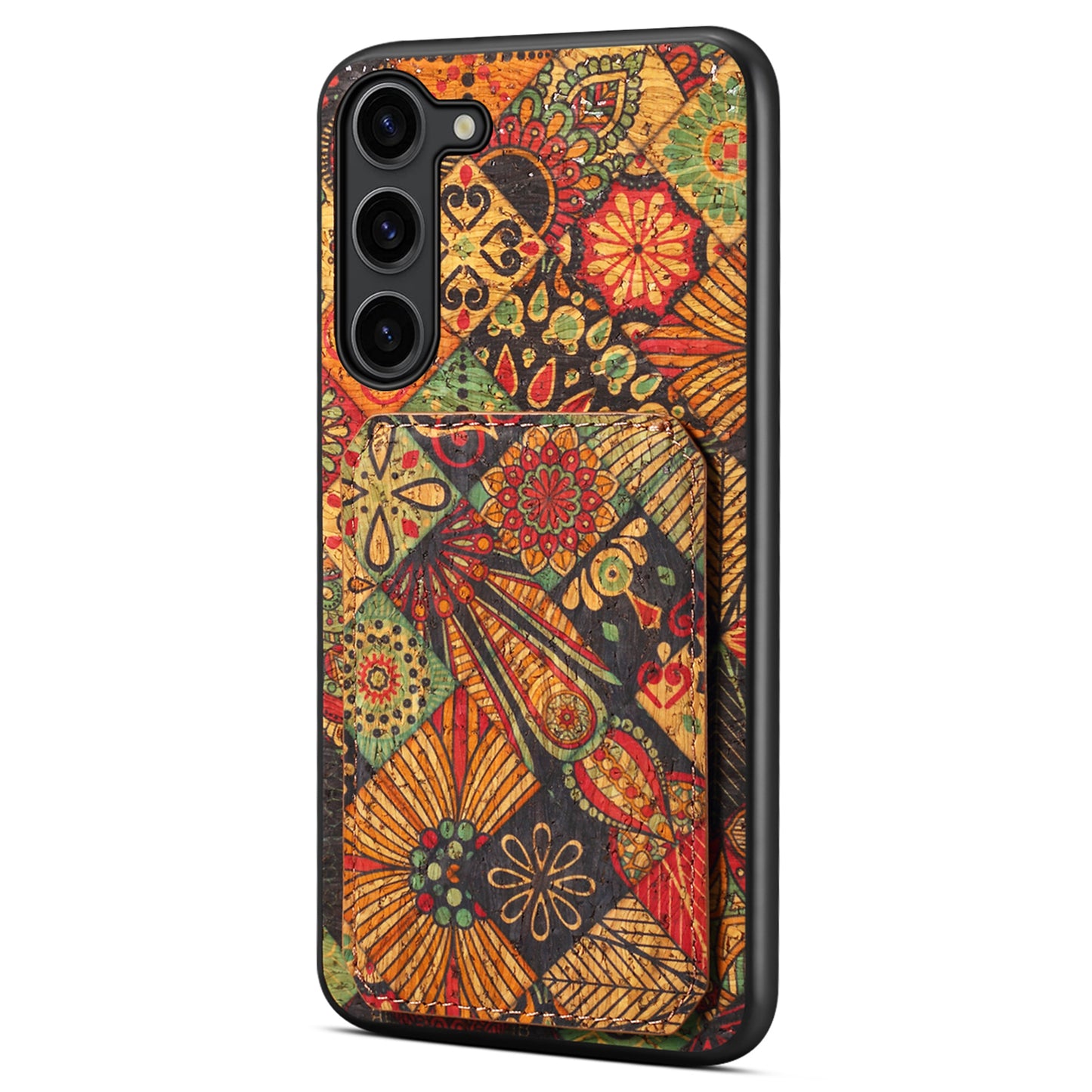 For Samsung Galaxy S24+ Card Holder Case Flower Floral Design Phone Cover - Autumn / Yellow
