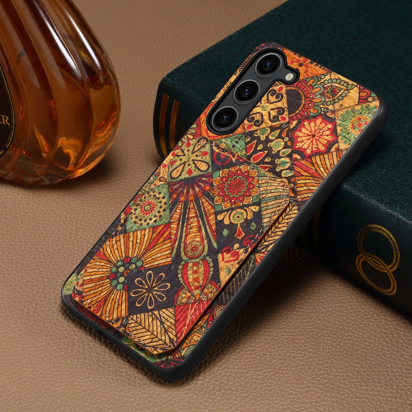 For Samsung Galaxy S24+ Card Holder Case Flower Floral Design Phone Cover - Autumn / Yellow