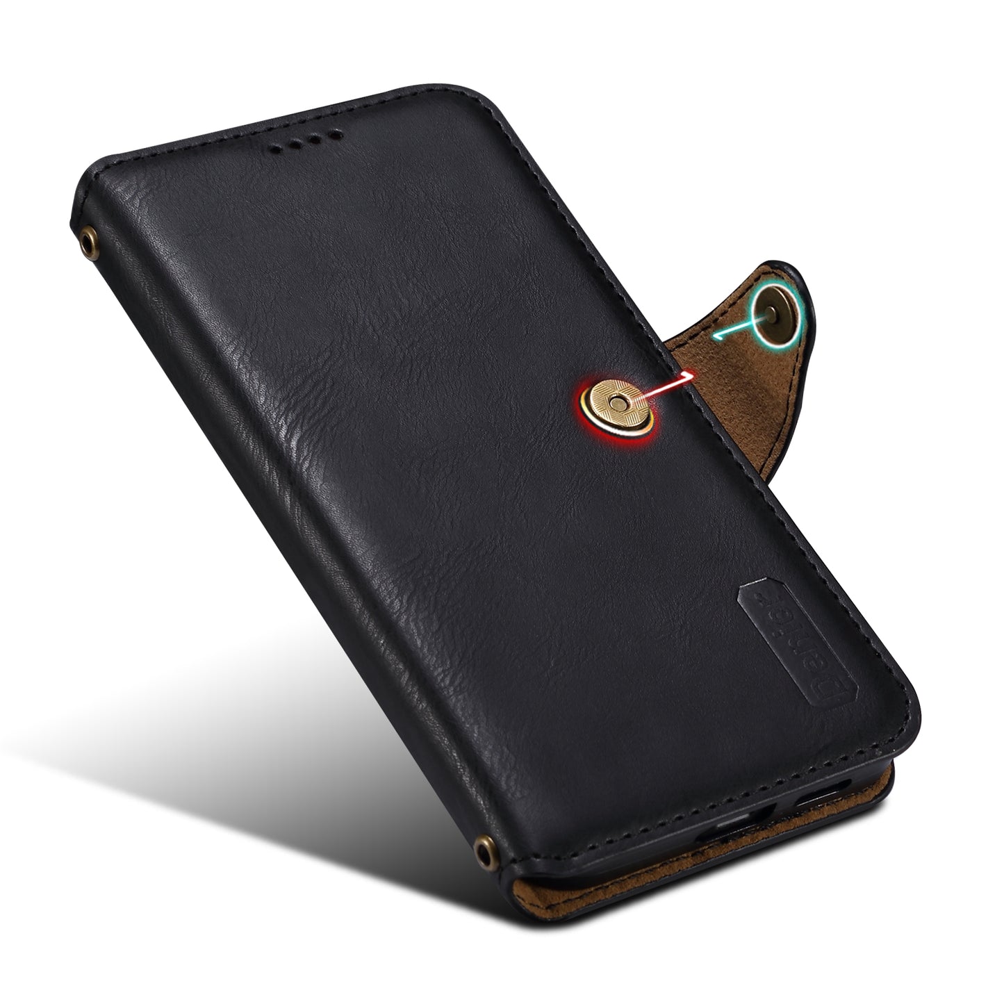 DENIOR For Samsung Galaxy S24 Leather Wallet Case Stand Cover Cowhide Texture - Black