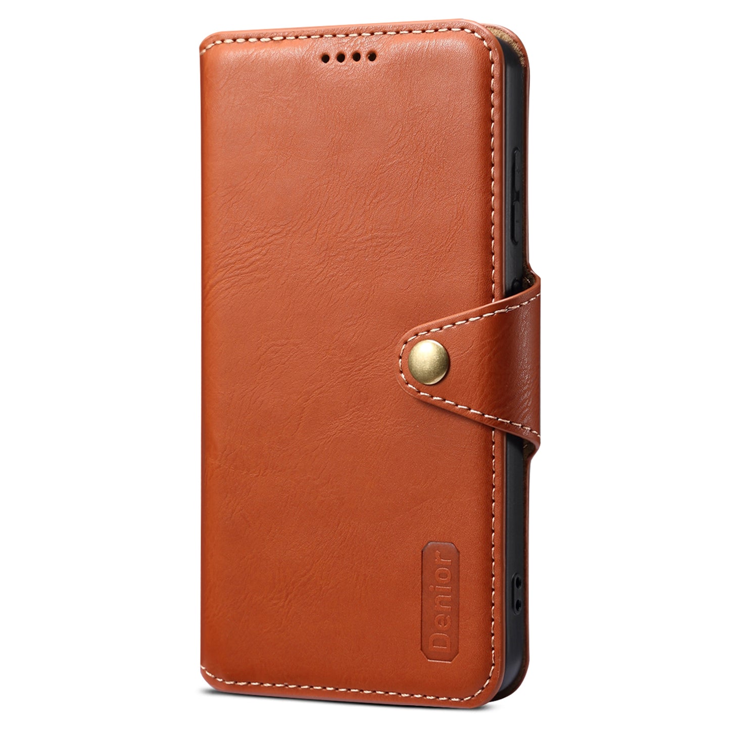 DENIOR For Samsung Galaxy S24 Leather Wallet Case Stand Cover Cowhide Texture - Brown