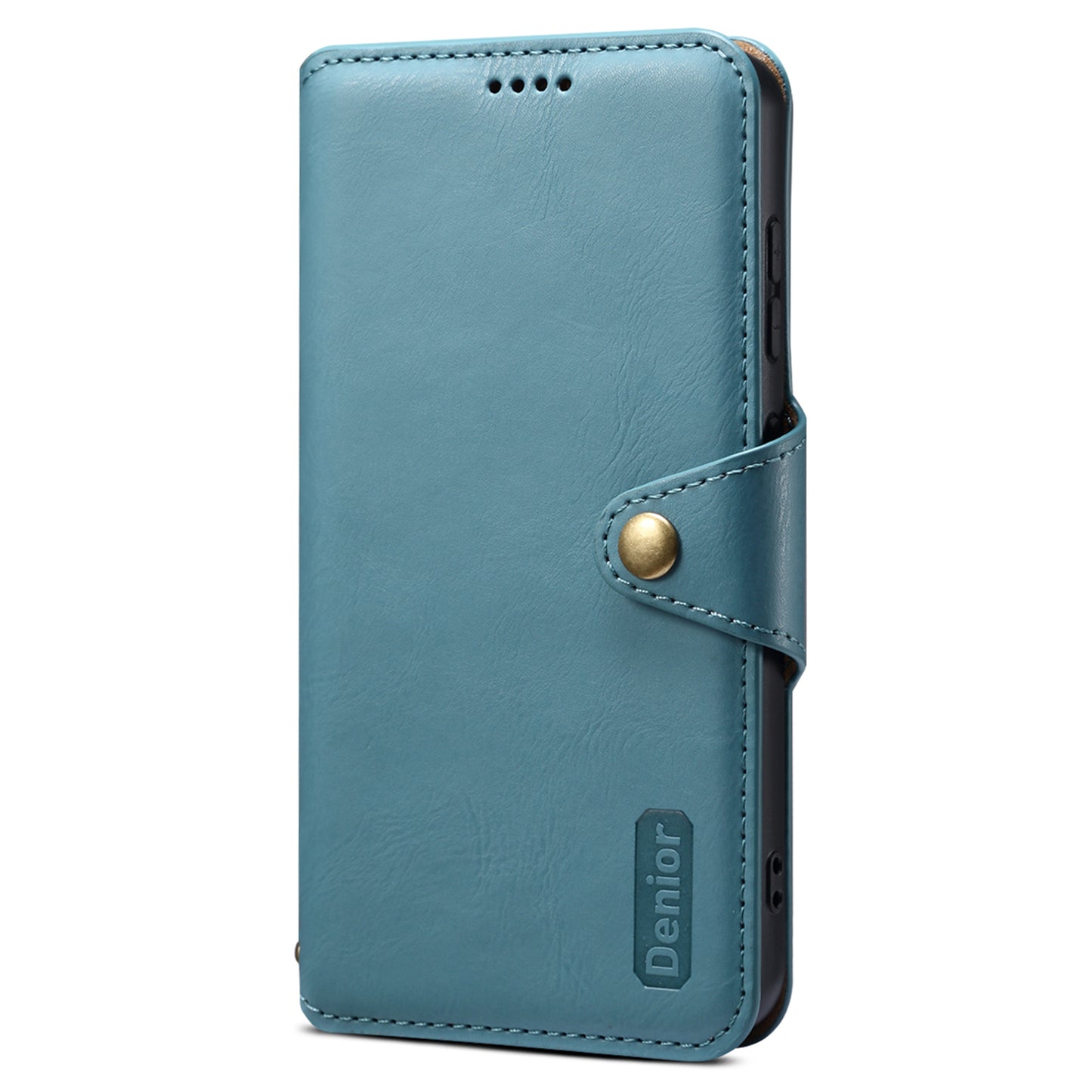 DENIOR For Samsung Galaxy S24+ Phone Case Cowhide Texture Leather Wallet Cover - Blue