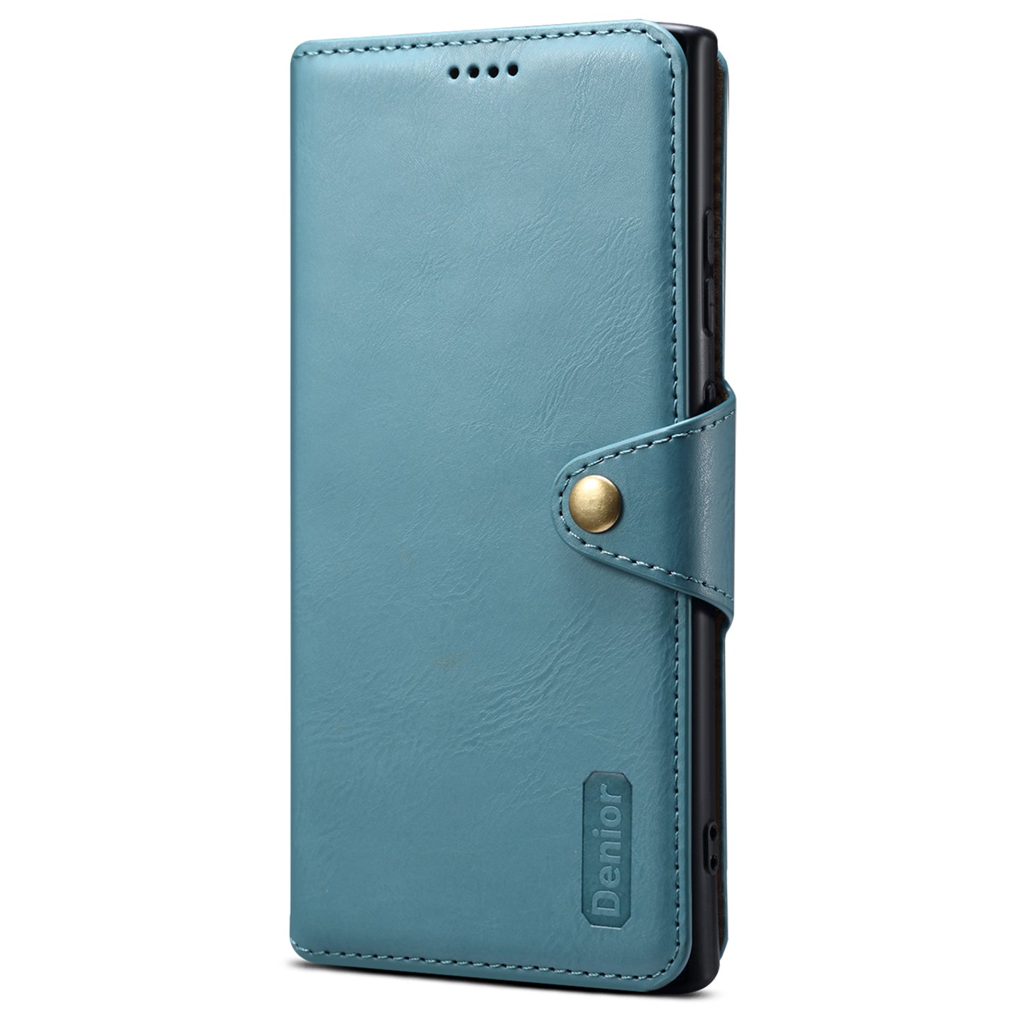 DENIOR For Samsung Galaxy S24 Ultra Case Cowhide Texture Leather Wallet Cover - Blue