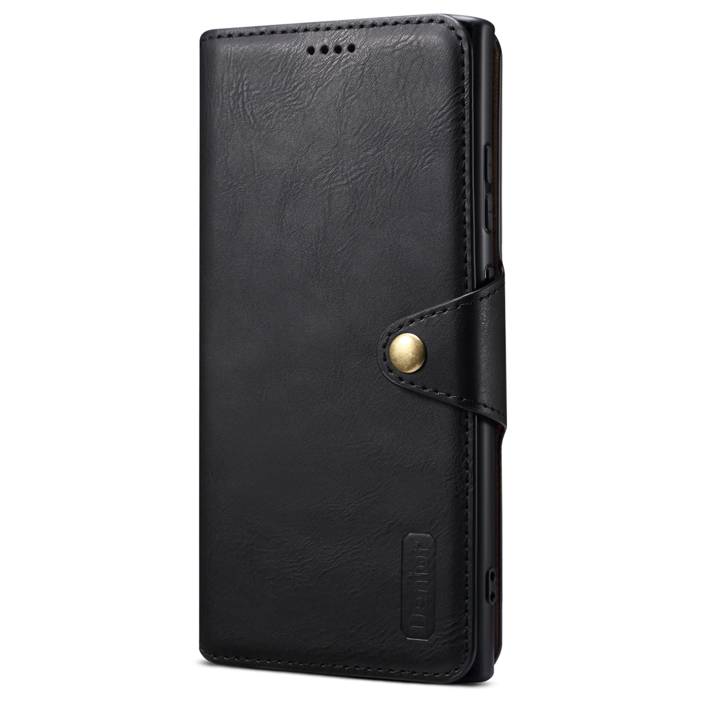 DENIOR For Samsung Galaxy S24 Ultra Case Cowhide Texture Leather Wallet Cover - Black