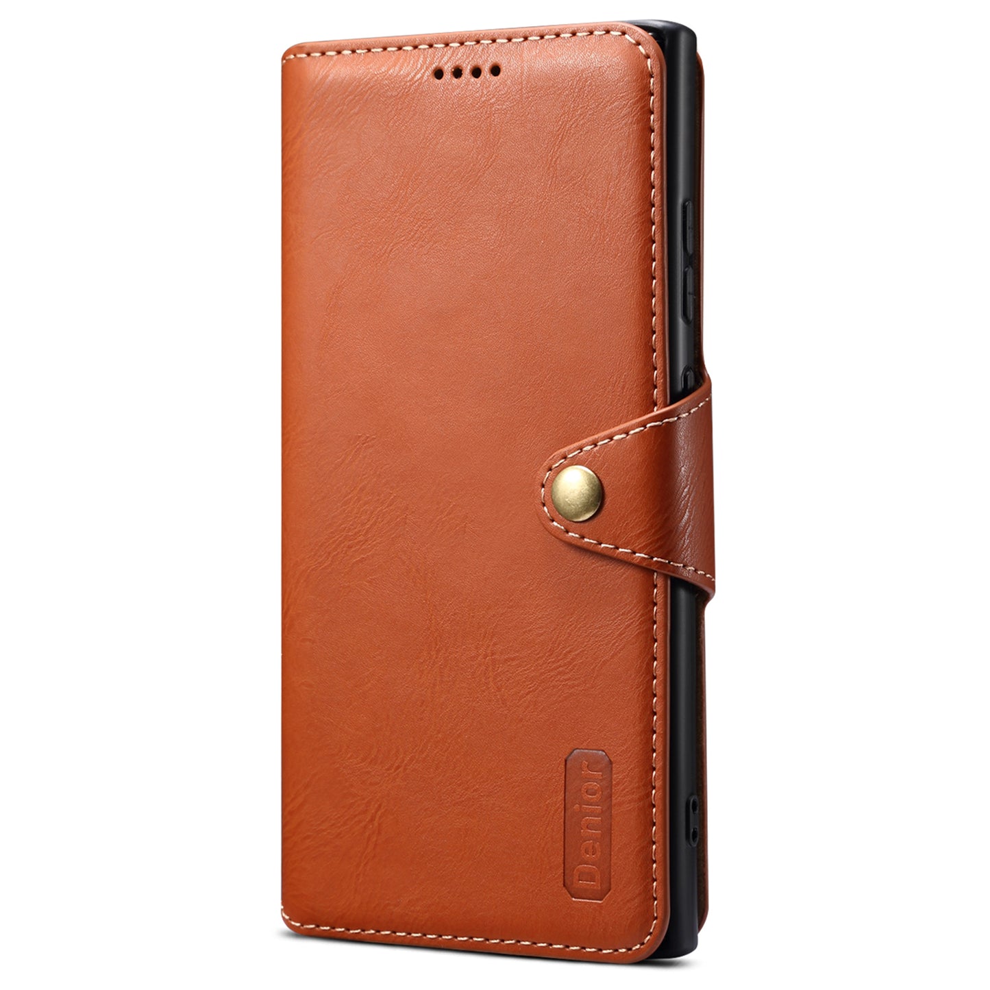 DENIOR For Samsung Galaxy S24 Ultra Case Cowhide Texture Leather Wallet Cover - Brown