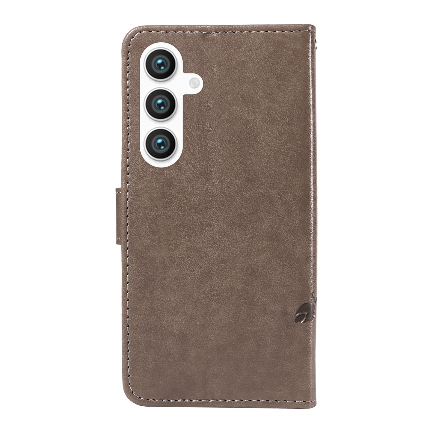 For Samsung Galaxy S24 Flower Blossom Theme Phone Case PU Leather Wallet Flip Cover - Grey