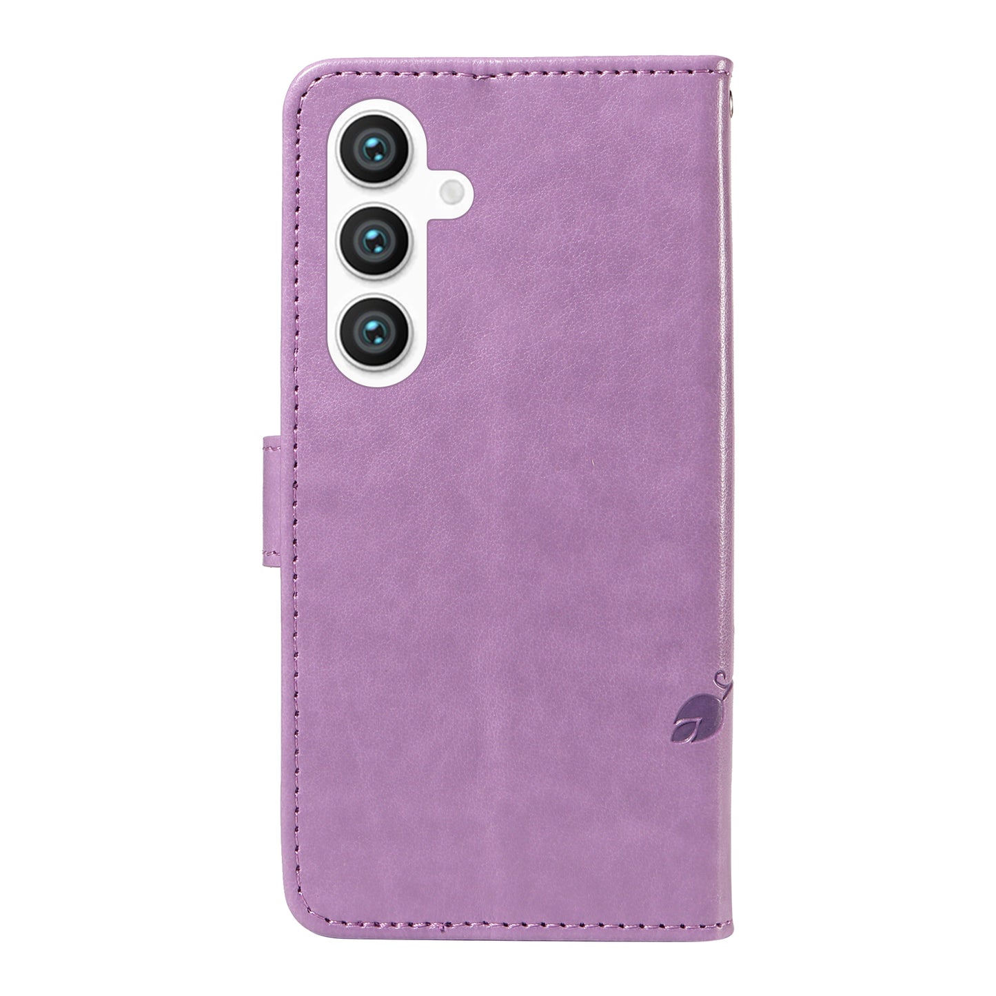For Samsung Galaxy S24 Flower Blossom Theme Phone Case PU Leather Wallet Flip Cover - Purple
