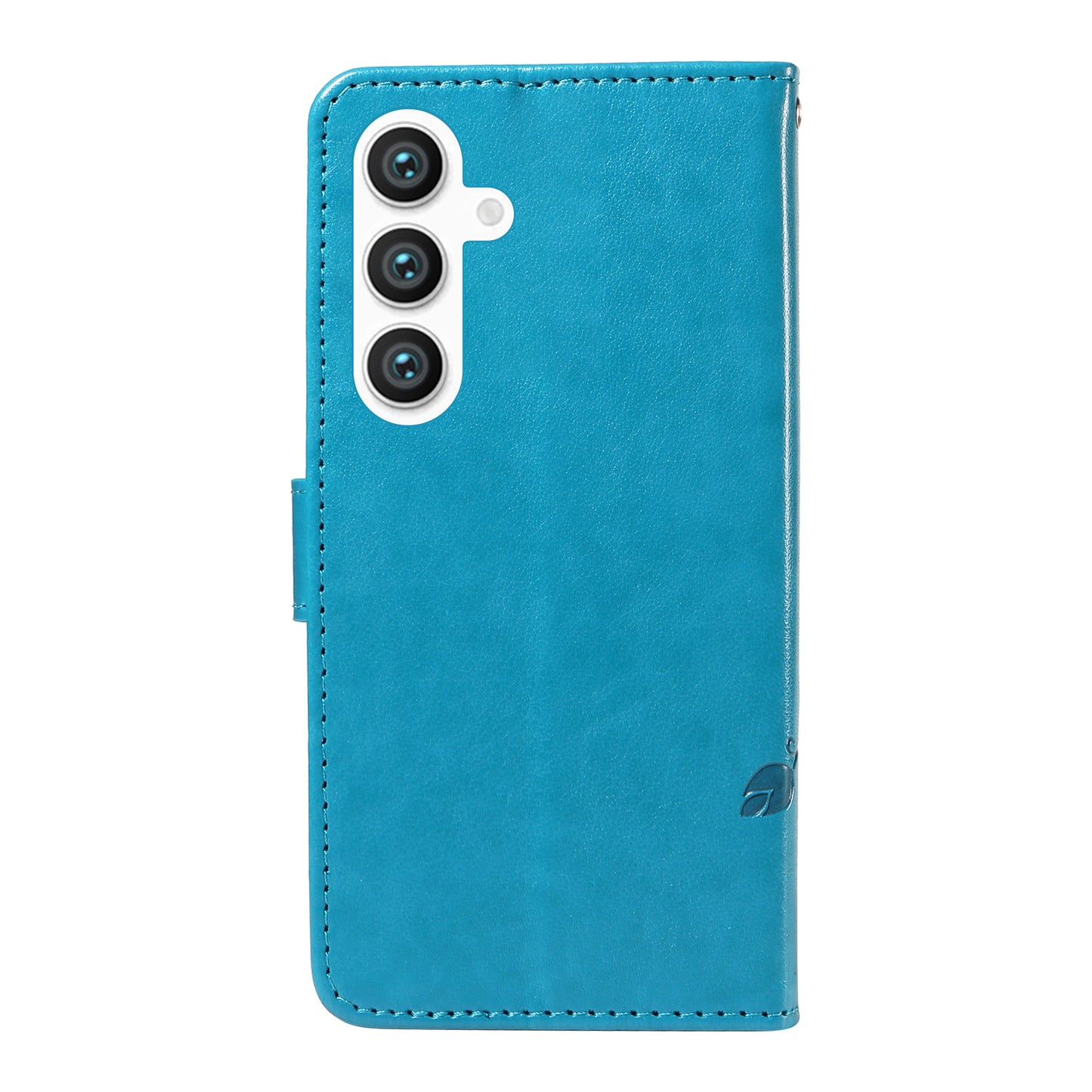 For Samsung Galaxy S24 Flower Blossom Theme Phone Case PU Leather Wallet Flip Cover - Blue