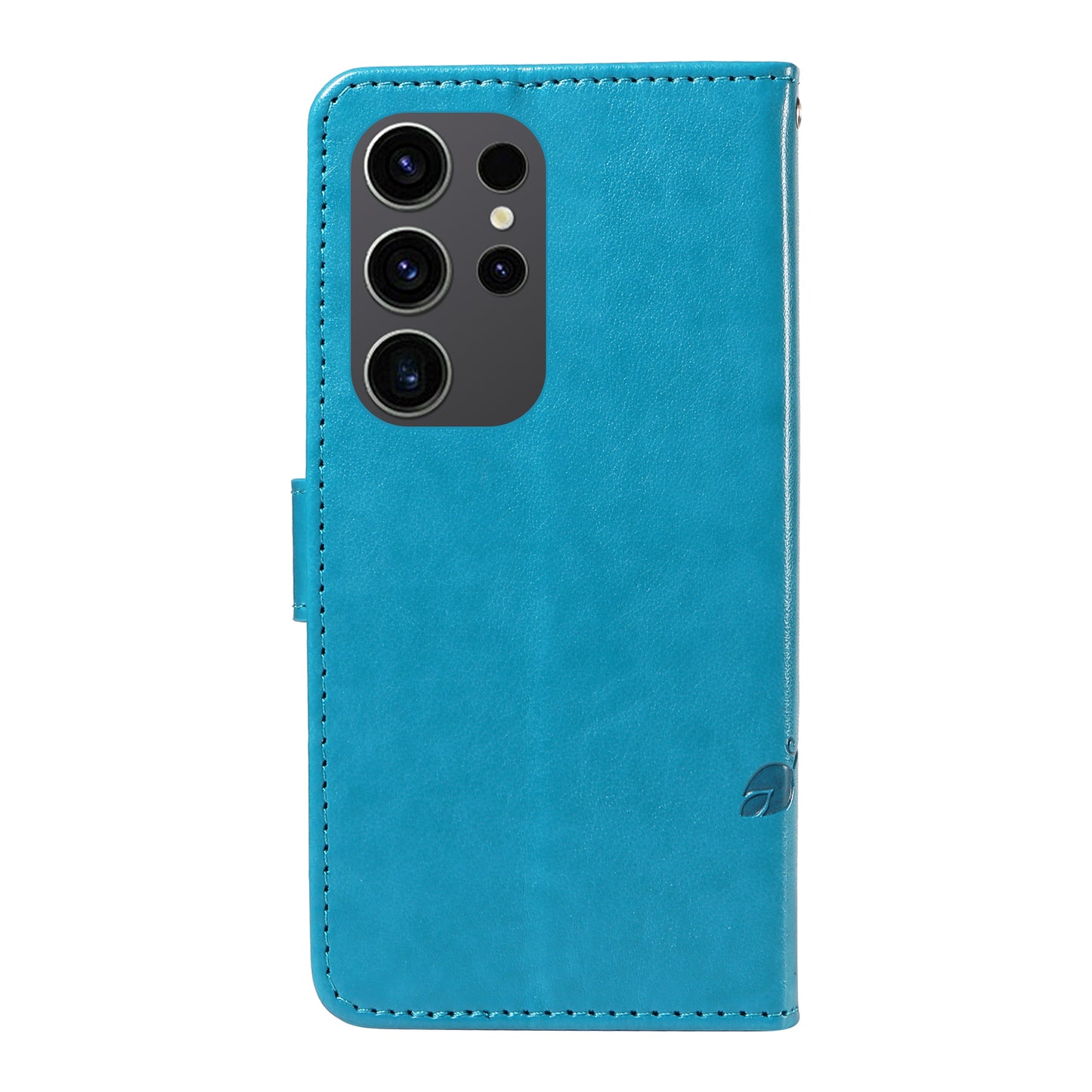 For Samsung Galaxy S24 Ultra Flower Blossom Leather Cover Full Protection Phone Case - Blue