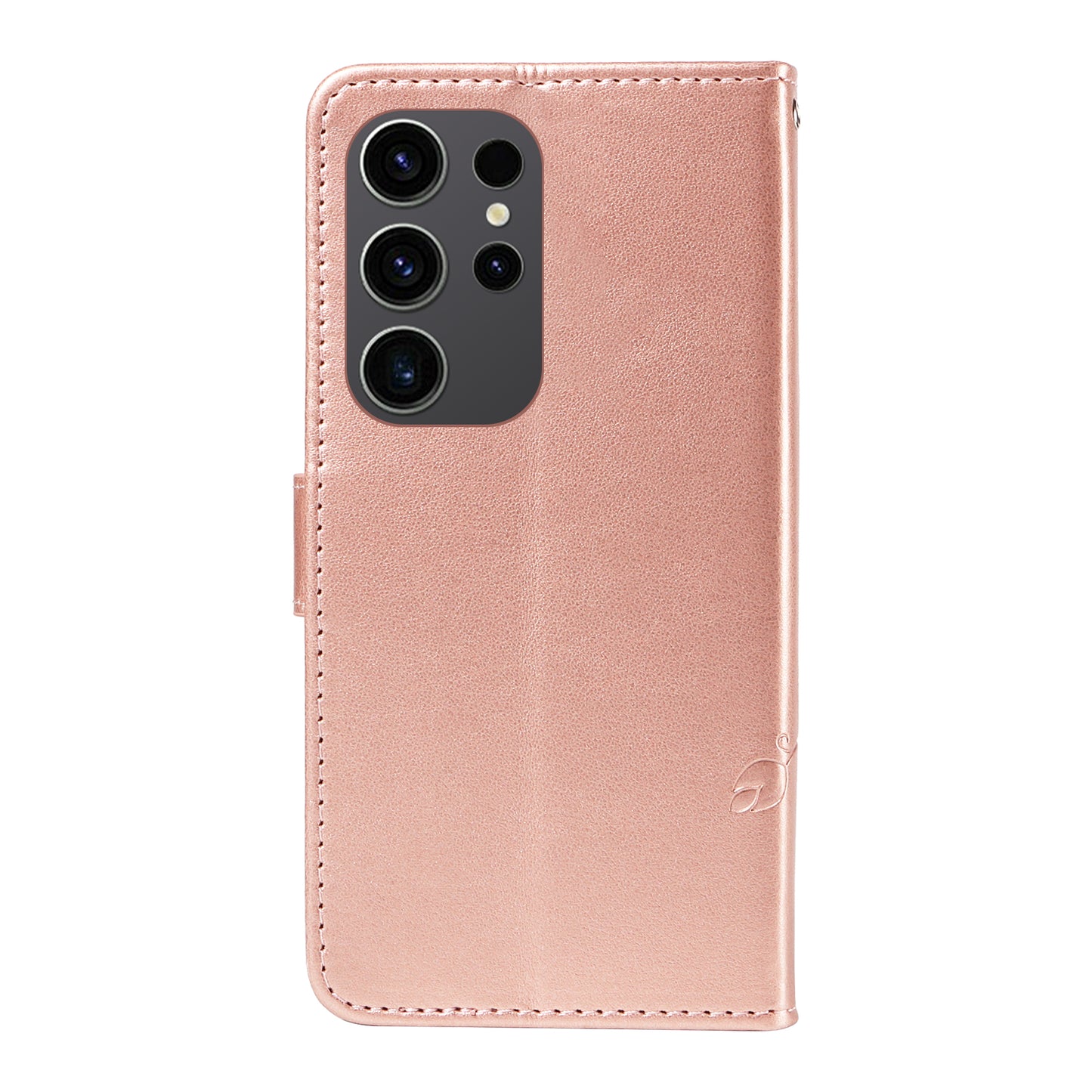 For Samsung Galaxy S24 Ultra Flower Blossom Leather Cover Full Protection Phone Case - Rose Gold