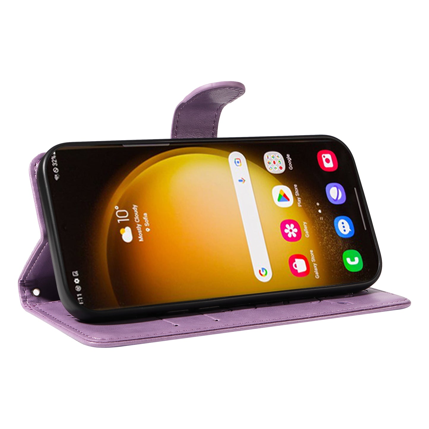 For Samsung Galaxy S24 Ultra Flower Blossom Leather Cover Full Protection Phone Case - Purple