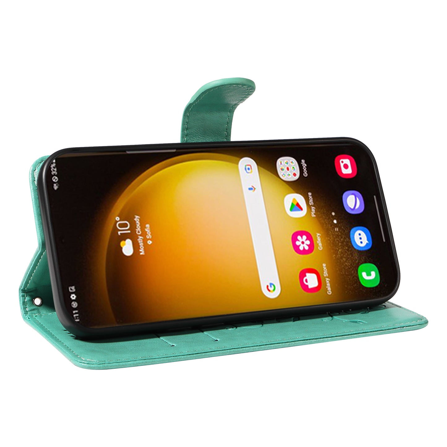For Samsung Galaxy S24 Ultra Flower Blossom Leather Cover Full Protection Phone Case - Green
