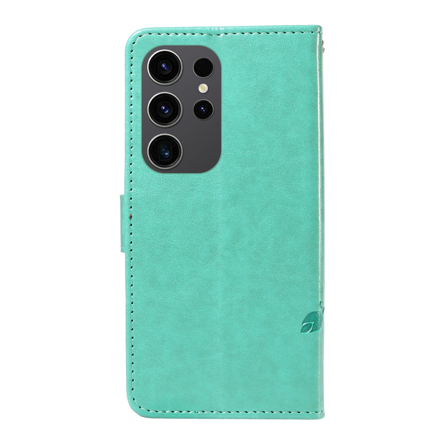 For Samsung Galaxy S24 Ultra Flower Blossom Leather Cover Full Protection Phone Case - Green