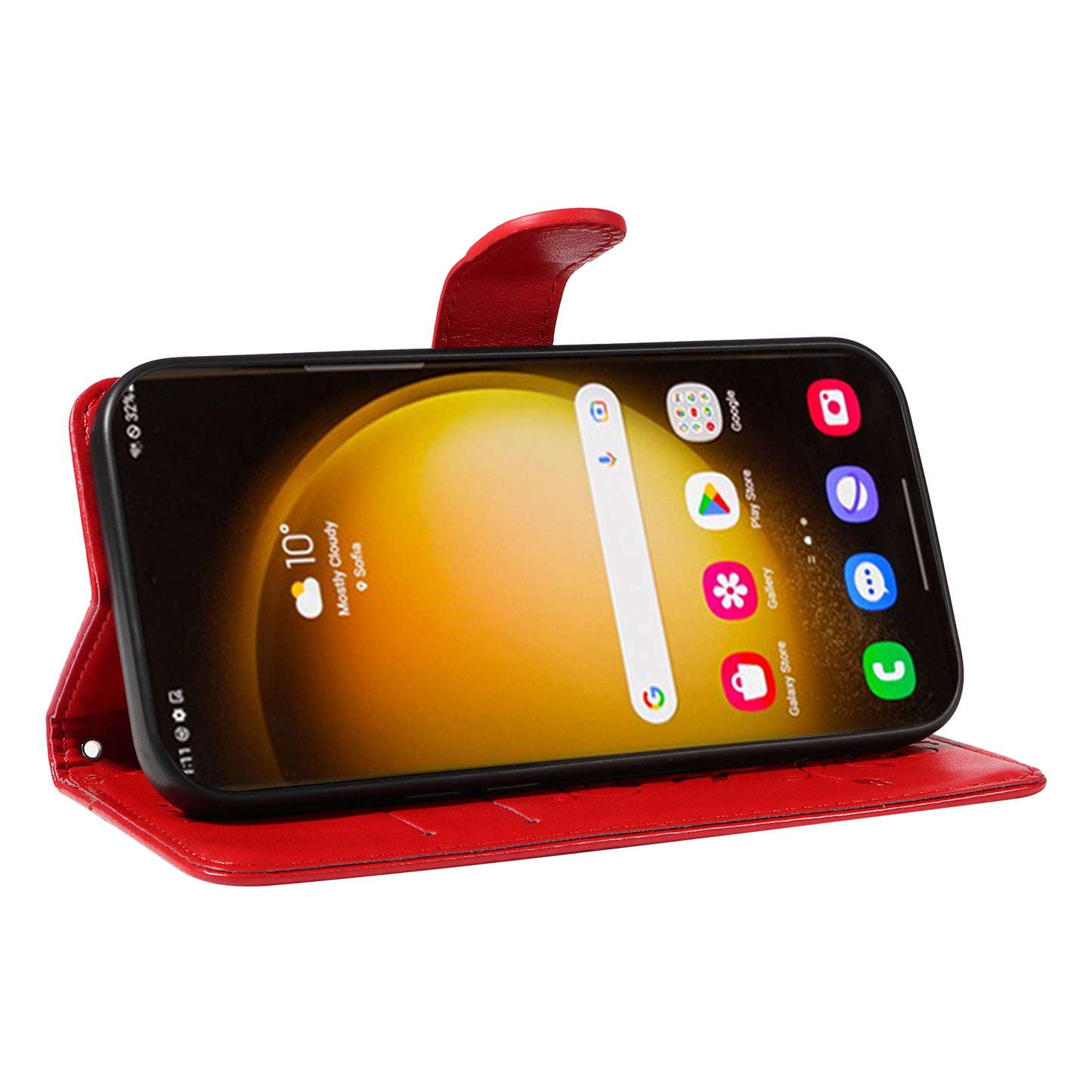 For Samsung Galaxy S24 Ultra Flower Blossom Leather Cover Full Protection Phone Case - Red