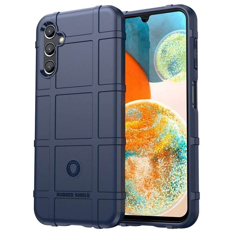 For Samsung Galaxy M44 5G Case Phone Shell Square Grid Texture TPU Phone Cover - Blue