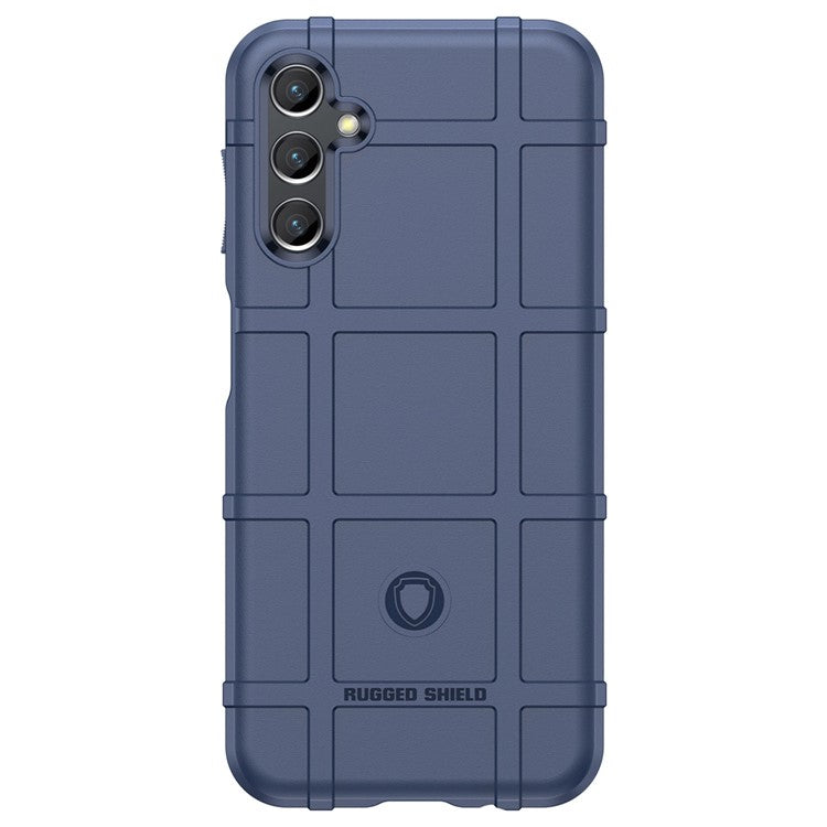 For Samsung Galaxy M44 5G Case Phone Shell Square Grid Texture TPU Phone Cover - Blue