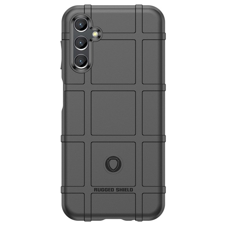 For Samsung Galaxy M44 5G Case Phone Shell Square Grid Texture TPU Phone Cover - Black
