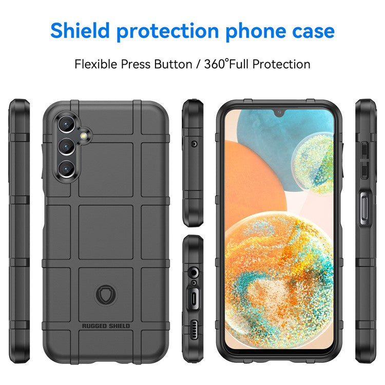 For Samsung Galaxy M44 5G Case Phone Shell Square Grid Texture TPU Phone Cover - Black