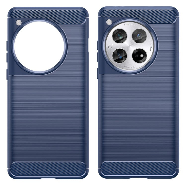 For OnePlus 12 5G Case Anti-Dust Carbon Fiber Texture TPU Phone Cover - Blue