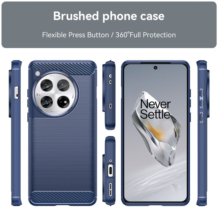 For OnePlus 12 5G Case Anti-Dust Carbon Fiber Texture TPU Phone Cover - Blue