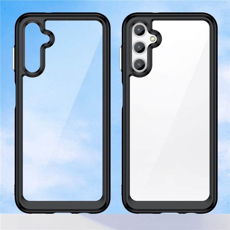 For Samsung Galaxy M44 5G Case Colorful Frame TPU + Acrylic Shockproof Phone Back Cover - Black