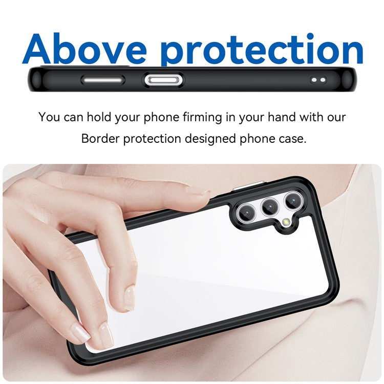 For Samsung Galaxy M44 5G Case Colorful Frame TPU + Acrylic Shockproof Phone Back Cover - Black