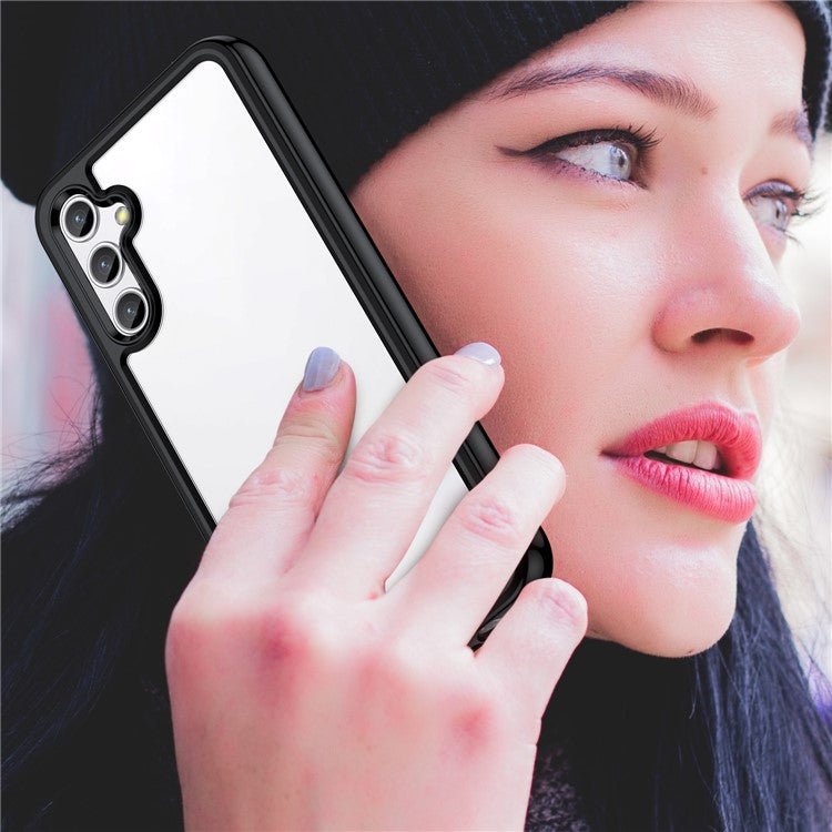 For Samsung Galaxy M44 5G Case Colorful Frame TPU + Acrylic Shockproof Phone Back Cover - Black