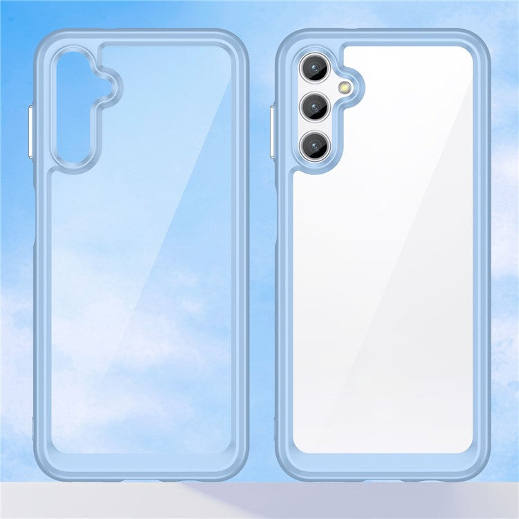 For Samsung Galaxy M44 5G Case Colorful Frame TPU + Acrylic Shockproof Phone Back Cover - Blue