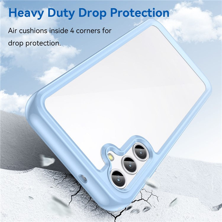 For Samsung Galaxy M44 5G Case Colorful Frame TPU + Acrylic Shockproof Phone Back Cover - Blue