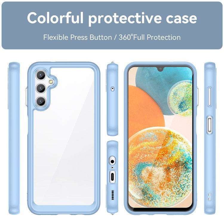 For Samsung Galaxy M44 5G Case Colorful Frame TPU + Acrylic Shockproof Phone Back Cover - Blue