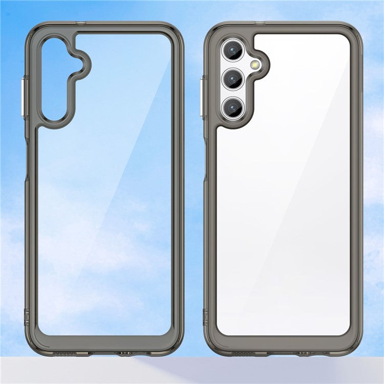 For Samsung Galaxy M44 5G Case Colorful Frame TPU + Acrylic Shockproof Phone Back Cover - Transparent Grey