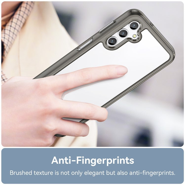 For Samsung Galaxy M44 5G Case Colorful Frame TPU + Acrylic Shockproof Phone Back Cover - Transparent Grey