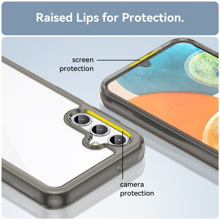 For Samsung Galaxy M44 5G Case Colorful Frame TPU + Acrylic Shockproof Phone Back Cover - Transparent Grey